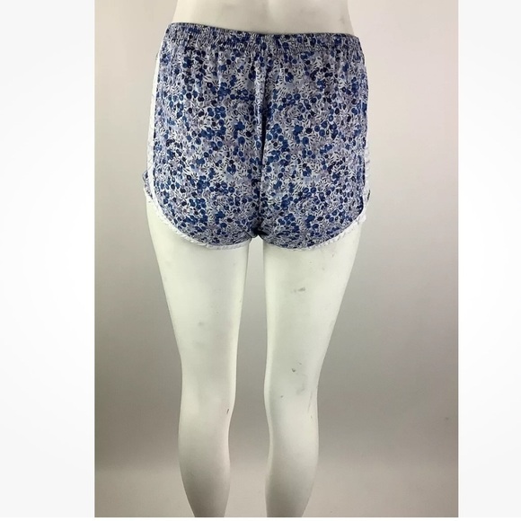 Ann Mashburn Sz XS Poplin Track Shorts Floral Print Blue 100% Cotton Pullon - Picture 3 of 5